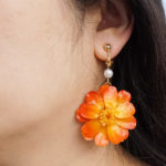 【小百日草永生花耳環】漸層橘